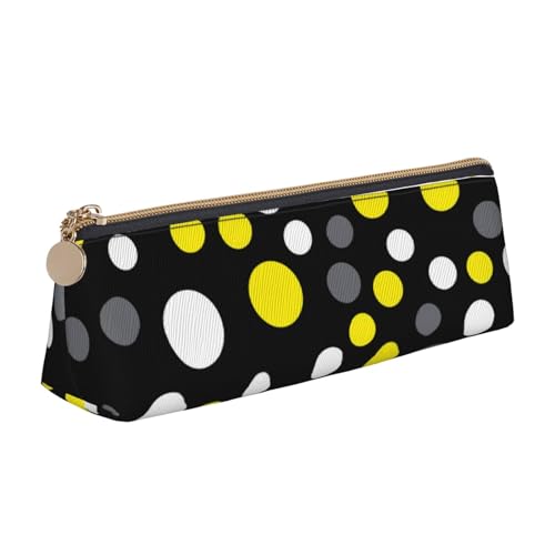 Astuccio per matite astuccio per penne triangolari portatile per ufficio scolastico A Pois giallo bianco nero pelle