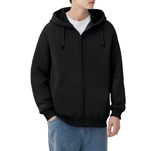 Zip Up Hoodies for Men Heavyweight Fleece Lined Thick Hooded Sweatshirts Big and Tall Winter Warm Coats Outerwear