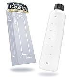 【医療器具にも使用のTritan製】BREMENT タイムマーカーボトル 1000ml ウォーターボトル 水筒 1リットル BPAフリー トライタン 【1日2リットル水を飲む！】 大容量 (クリア/ブラック)