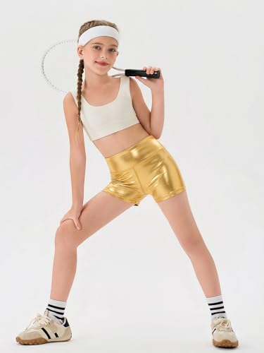 Image of Haloumoning Girls Athletic Shorts Kids High Waisted Yoga Dance Biker Shorts Comfy Gymnastics Shorts 5-14Y