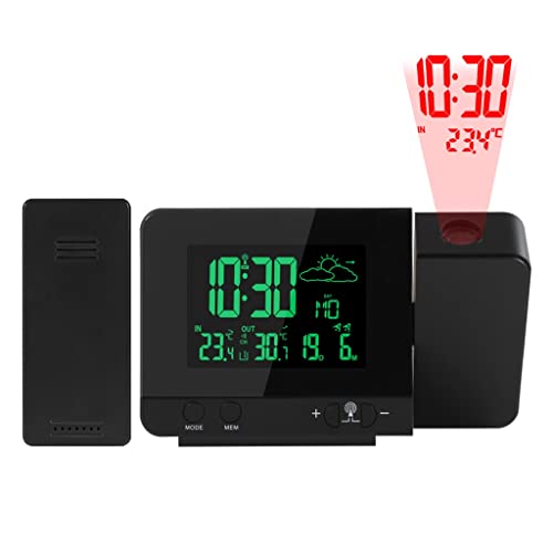 Dcot Projection Alarm Clock Digital Watch Calendar Thermometer Weather Forecast 8 Color Display Electronic #TOP5