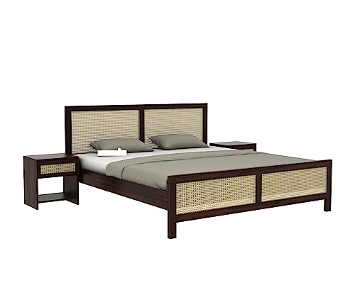 Image of Wooden King Size Cot Without Storage - Solid Wood King Bed - Cot Akka Bed - Stylish Bedroom Furniture (King, Aelina, Walnut Finish)