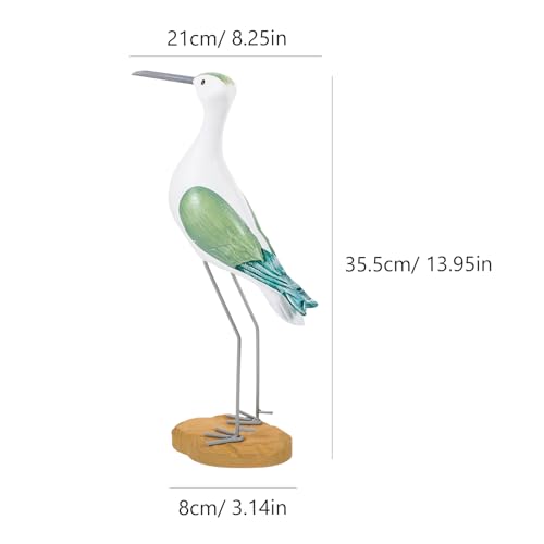 Figurita de Gaviota de Madera Decorativa Verde 2 Piezas miniatura 3
