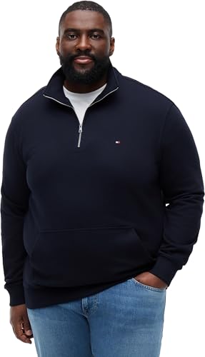 Image of Tommy Hilfiger Men's Bt-Essential Terry New 1/4 Zip-B MW0MW45103 Half Zip Sweatshirt, BLUE (Desert Sky), 3XL_Plus