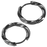 [SEIYA INTERNATIONAL] ピアス メンズ フープピアス リングピアス ツイスト ステンレス 18G 両耳 ２個セット (ブラック, 内径 10mm)