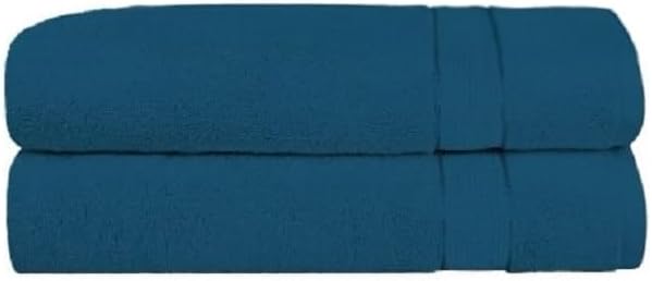 2-Piece 700 GSM Modern Contemporary Premium Ringspun Cotton Bath Towels Set | Elegant Highly Absorbent Hotel Style Pretty Teal Blue Solid Color Pattern | Durable Ultra Soft Plush Cozy Smooth Texture