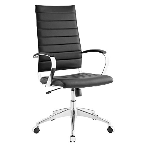 Modway Jive Ribbed High Back Tall Executive Swivel Office Chair With Arms In Black #TOP1