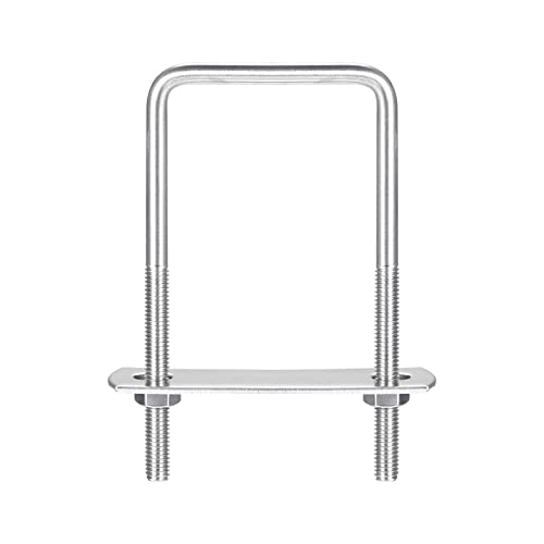 Image of uxcell Square U-Bolts, 3 Sets 52mm(2.05 inch) Inner Width 100mm Length M6 304 Stainless Steel U Clamp Bolt with Nuts and Plates, for Boat Trailer