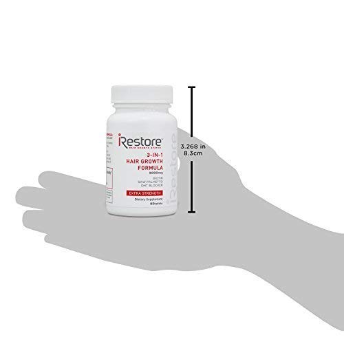 iRestore 3-in-1 Hair Growth Supplement with Biotin, DHT Blocker, Saw Palmetto, and Other Extracts (60 Count) – 3 Pack