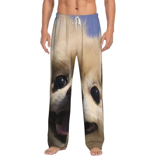 Pantalon de pyjama polaire homme imprimé Poméranie, vêtement d'intérieur de qualité