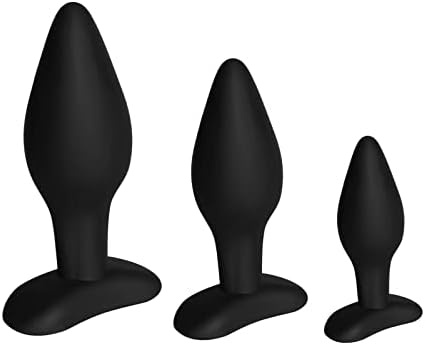 Shkanla Anal Plug Training Sets, 3PCS Silicone Butt Plugs Trainer Sexy Toys for Men, Women and Couples (Black)