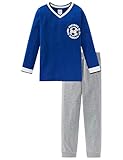 Schiesser Schiesser Jungen Fußball Kn Anzug lang Zweiteiliger Schlafanzug, Blau (Blau 800), 92 (Herstellergröße: 092)