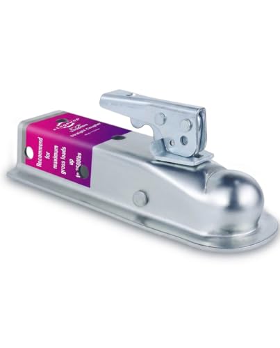 2 Straight Trailer Coupler for 2 Channel Tongue 3500 lbs Class II Heavy Duty Tow Coupler with Latch Lock Zinc Plated Steel for Boat Trailer RV Utility Camper & Cargo Towing