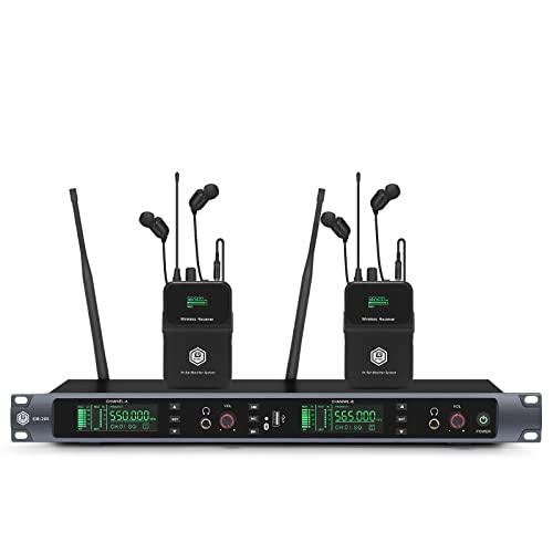 Image of W IN-MIX EM200 UHF Wireless in-Ear Monitor System - 2-Channel with 2 Bodypacks Mono IEM System, PLL Technology, 300ft Range, Ultra-Low Latency for Live Stage, Recording Studio & Musicians