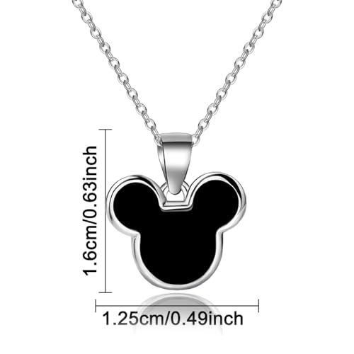 S925 Sterling Silver Sweet Mouse Necklace for Women Black Dropper Cute Mouse Lucky Princess Animal Jewelry Gifts for Wife Daughter Anniversary Romantic Birthday Gifts4