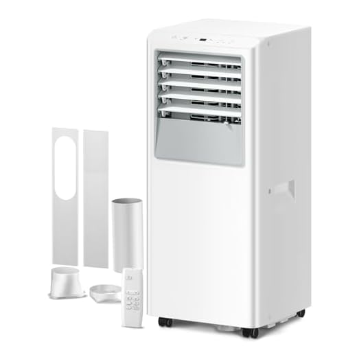 Energlow 8000 BTU Portable Air Conditioner, 5-in-1 Cools 350 Sq.Ft, Quiet AC Unit with Fan & Dehumidifier, LED Display, Remote, 24H Timer, Window Kit, for Bedroom/Office/Dorms/Apartment
