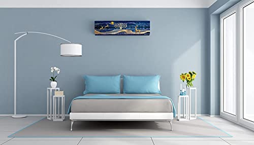 Image of DARSHANAM WORLD Beatiful Designer Ac Cover |Cutest Printed Air Conditioning Dust Cover For Indoor & All Type AC Split Covers |Colorfull Folding Designer Ac Cover (Blue & Golden Deer 1.5 Ton)