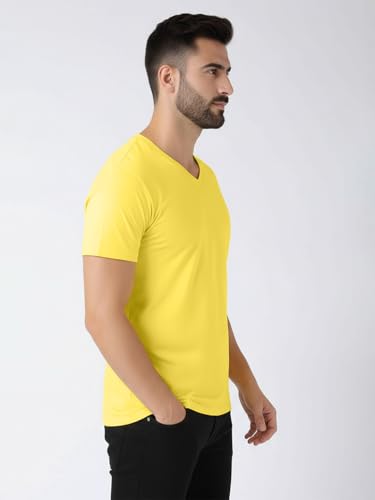 Image of Friskers Men's V-Neck Short Sleeves Cotton T-Shirt - Casual T-Shirt, Regular Fit