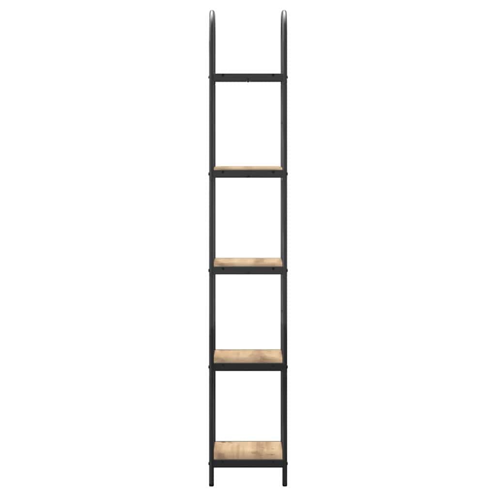 Libreria a 5 ripiani, 40 x 30 x 183 cm, in legno con robusto telaio in acciaio, per soggiorno, ufficio e camera da letto, scaffale salvaspazio con 5 scomparti, versatile e durevole