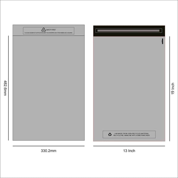 13 X 19 inch (25 Pack) Recycled Strong Grey Mailing Poly Postal Self Seal Bags Large to Small Mailing Bags Postage Packaging Assorted Mailers Posting Shipping Post Parcels Package Bags Various Sizes
