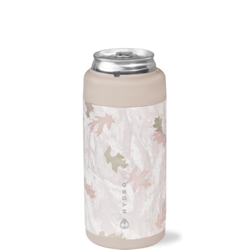 HydroJug Slim Can Cooler - 2-in-1 Insulated Can Cooler Cup - Stainless Steel Slim Can Holder with Non-Slip Rubber Base - Screw-Top Lid - Dishwasher Safe - 12oz, Camo