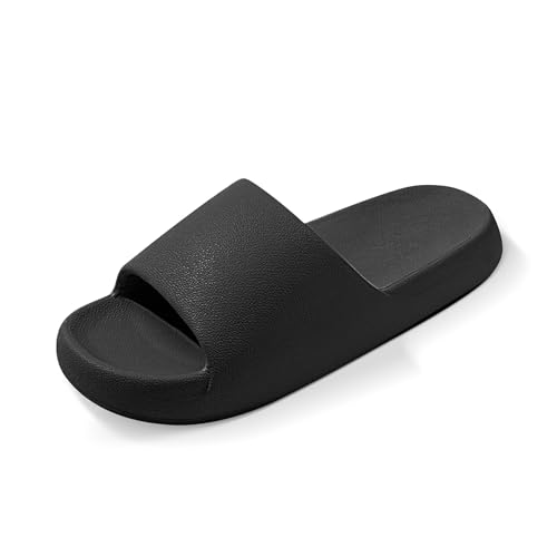 House Slides for Women Men, Quick Drying Non Slip Shower Shoes, Lightweight Open Toe Cloud Slippers, Waterproof Comfy Beach Bathroom Summer Sandals for Indoor Outdoor
