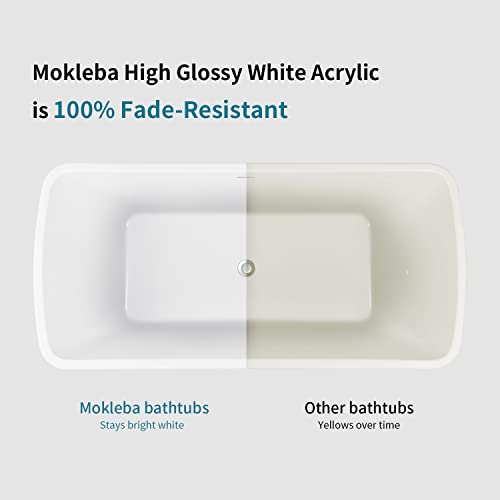 Image of 67 inch Lucite Acrylic Freestanding Bathtub, Trapezoidal Shape Contemporary Soaking Tub with Toe-tap Chrome Center Drain, Slotted Overflow, cUPC Certified, Glossy White