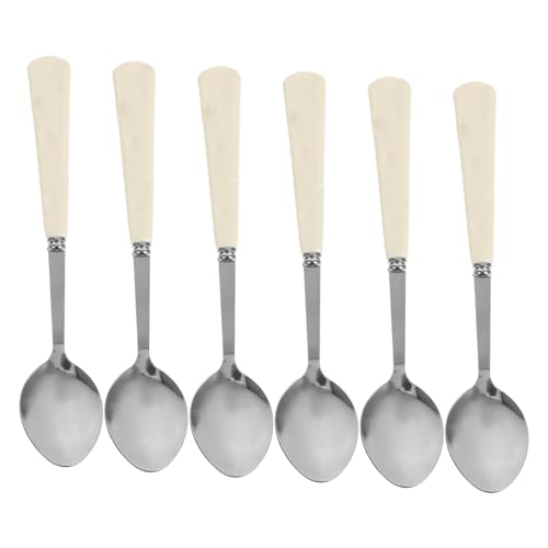 Cabilock 6Pcs Cheese Handle Dessert Spoons Stainless Steel Small Spoons for Coffee Ice Cream and Afternoon Tea for Entertaining and Stylish Serving