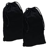 Flannel Dust Shoe Bags for Travel and Storage, 100% Cotton Duster Pouches with Drawstring Closure, Dust Proof Soft Washable Black Fabric, Multifunctional for Boots, Home, Packing, Luggage - 12.5x20.5' 2pc/PK