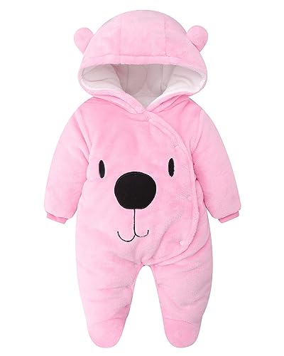 Minizone Baby Overalls mit Kapuze Winter Flanell Strampler Spielanzug mit...