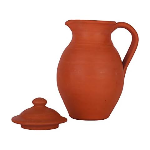 Village decor Clay Water Pitcher with lid (1.5 Liter Clay Water jug) Cover