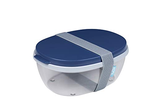 Mepal, Duo-Salad Box With 2 Compartments For Food Storage, Plus A Detachable Mini Box, Portable, Bpa Free, Nordic Denim, Holds 1900Ml|64.2Oz, 1 Count #TOP23