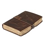 Vintage Leather Journal Handmade Buffalo Deckle Edge Paper – Leather Bound Journal for Women Men Vintage C-Lock Closure Ideal for Writing & Travel for Artists