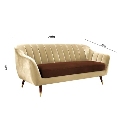 Image of Casaliving Anyse 3+2 Seater Sofa Set for Living Room (Cream Brown - Colour) Premium Fabric Sofa Set for Living Room 5 Seater Sofa