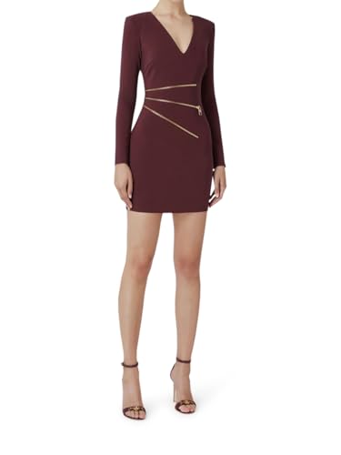 Elisabetta Franchi AB64747E2 CG3 - Minivestido de crepé con cremallera, burdeos, S