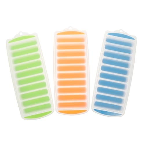 QUMIIRITY 3個 蓋付きストリップ型製氷皿 氷が早くできる清潔な製氷トレー キッチン冷凍庫整理可能 飲料 ワイン用多機能アイスキューブメーカ