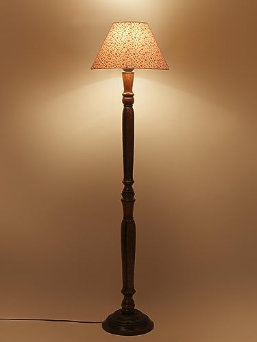 Image of Devansh Multicolor Cotton Conical Wooden Floor lamp -30