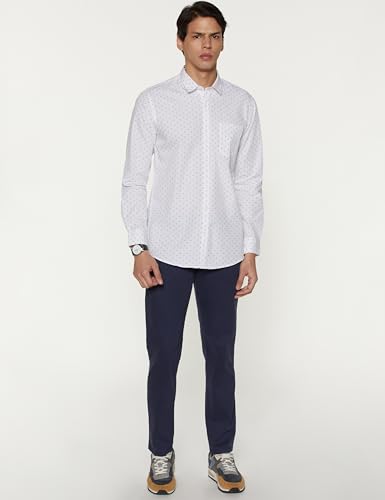 Peter England Men's Everyday Ditsy Print Slim Fit Full Sleeve Casual Shirt | 100% Cotton