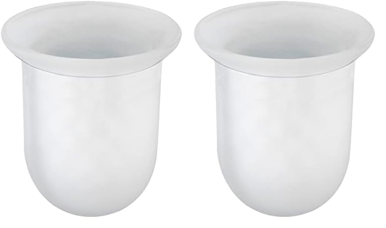 WENKO WC-Bürstenbehälter aus Glas, Ersatz-Bürstenhalter geeignet für WC-Bürsten bis Ø 7,5 cm, Weiß (Packung mit 2)