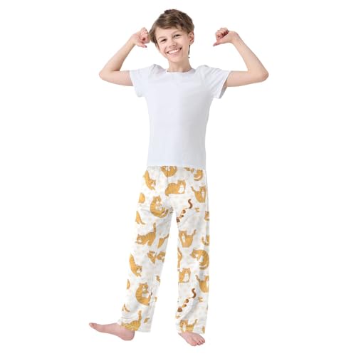 Boys' Pants Funny Cartoon Cute Cats Hearts Long Bottoms Jogger Pants Elastic Waist Trousers with Pockets S-XL2