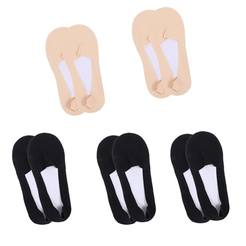 Giantree 5 Pairs No Show Socks, Flat Socks for Women, Black No Show Socks Nylon Socks Silk Sock Liners, Low Cut Liners Non Slip Dress Socks for Invisible, Loafers, Sneaker, Flats, Boat Socks(Style B)