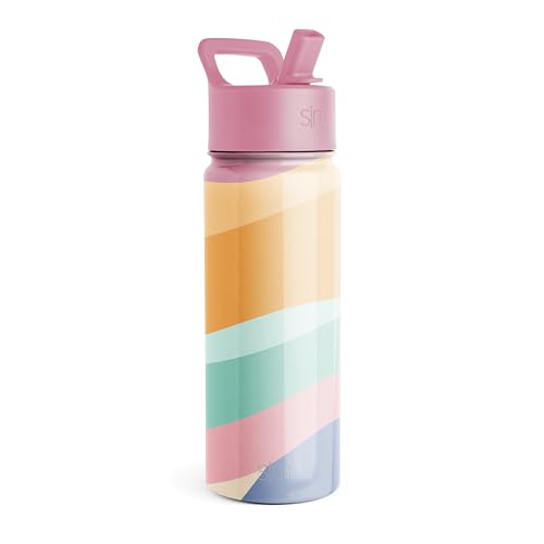 Simple Modern Kids Summit Water Bottle with Straw Lid | Vacuum Insulated Stainless Steel | Reusable Leak Proof BPA-Free Cup for School | 20oz, Pink Sedona
