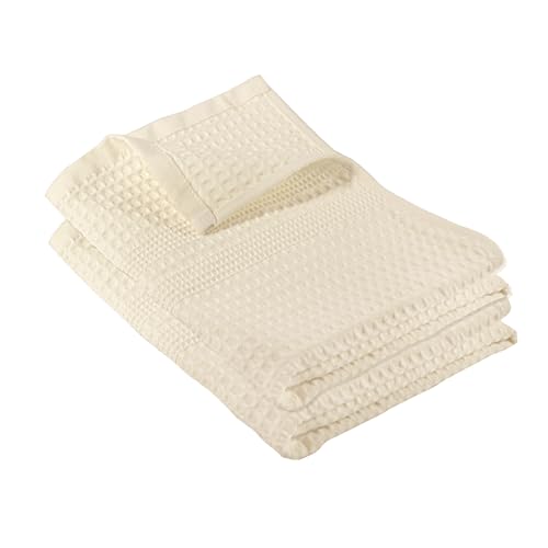 GILDEN TREE Waffle Hand Towels for Bathroom Quick Dry Towel Super Absorbent Thin 100% Cotton Lint Free, Hand Towels for Bathroom Set of 2, Classic Style (Cream)