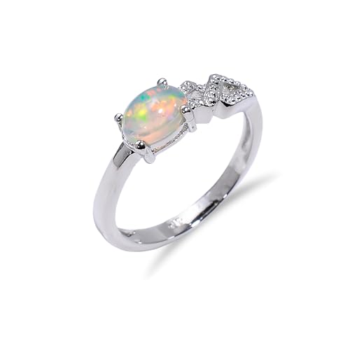 Bague de fiançailles opale éthiopienne naturelle et argent 925