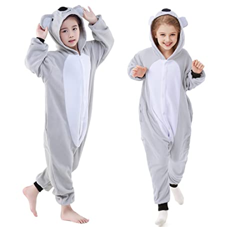 CANASOUR Koala Onesie Halloween Kids Cosplay Costume Girls Animal Unisex Outfuit One Piece Hooded Farm Soft Pajamas Grey Party 5T Boys Suit (5T Koala)