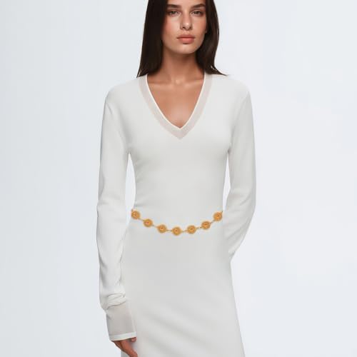 Fashion Metal Waist Chain Belt for Women Blouse Dress Sweater Gold or Silver Vintage Ladies Belt