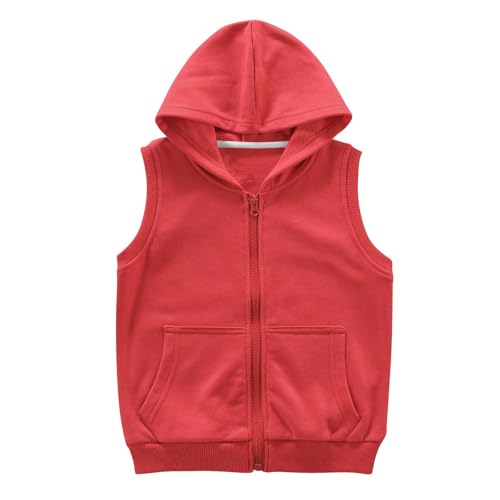 Boys Hoodies Kids Cotton Soft Lightweight Sleeveless Jacket Tween Zip Up Running Athletic Hooded Outerwear Coat Fall