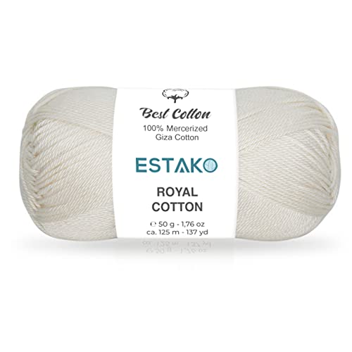 Image of Estako Royal Cotton, 100% Mercerized Giza Cotton Yarn, Soft, Super Fino 1 for Crochet and Knitting 1.76 Oz (50g) / 137 Yrds (125m) (5051)