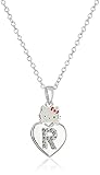 Hello Kitty Girls' Crystal and Enamel Initial Pendant Necklace, 18