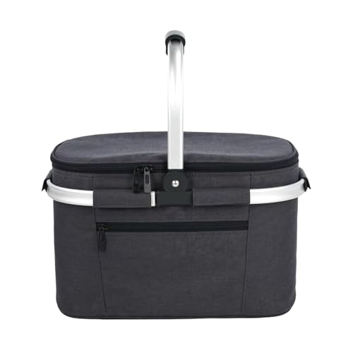 Obotsnoi Cesta de comida de camping resistente al agua con compartimento aislado y textura de tela de diseño plegable para reuniones grupales, bolsa térmica de camping al aire libre
